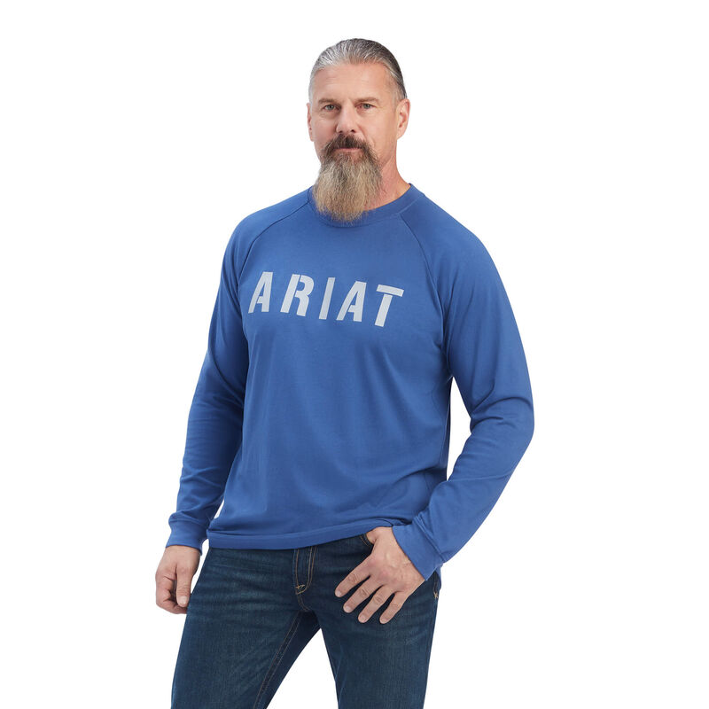 Ariat T-Shirts Herren - Rebar Cottonstrong Block Blau ( SDOGP-3025 )